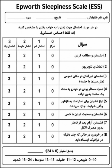 پرسشنامه ESS خواب آلودگی اپورث 